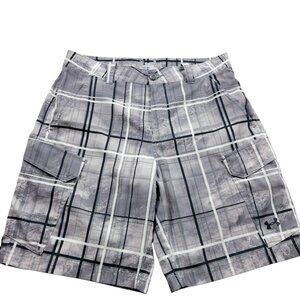 Under Armour Shorts Mens 34 Gray Plaid Golf Performance Loose